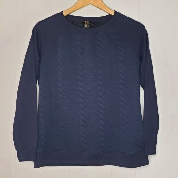 Dalia Navy Blue Argyle Sweater Shirt Size Small - Picture 2 of 5